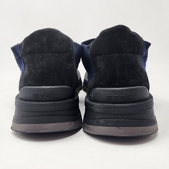 ETRO Knit Sneakers Men 10 Blue Jacquard Pattern, Sock Style Low Top Made Italy - Picture 6 of 13
